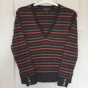 Eddie Bauer gray striped Cotton and Angora Sweater